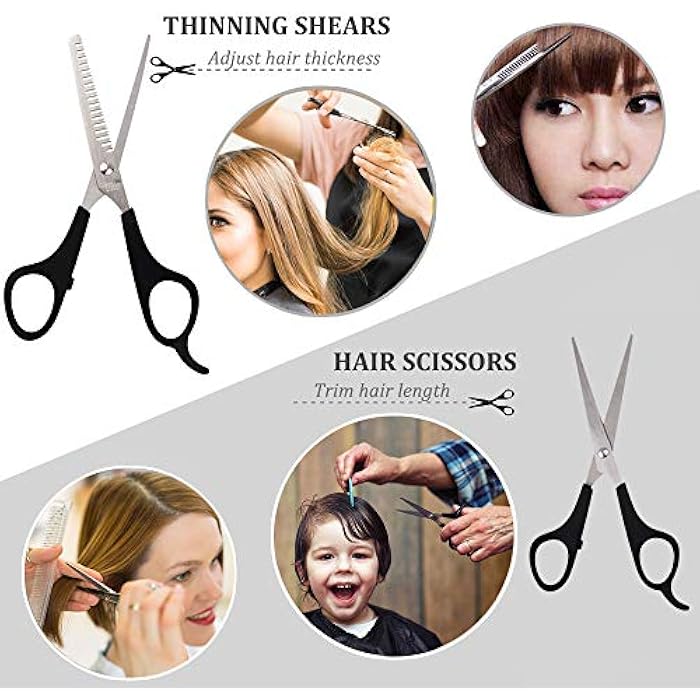 3 Pcs Hairdressing Scissors Set, Pet Hair Cut, Hair Cutting Scissor,Thinning Barber Scissors Hair Cutting Shears or Salon, Home, Men, Women and Pet. … (Black-new) - Image 5